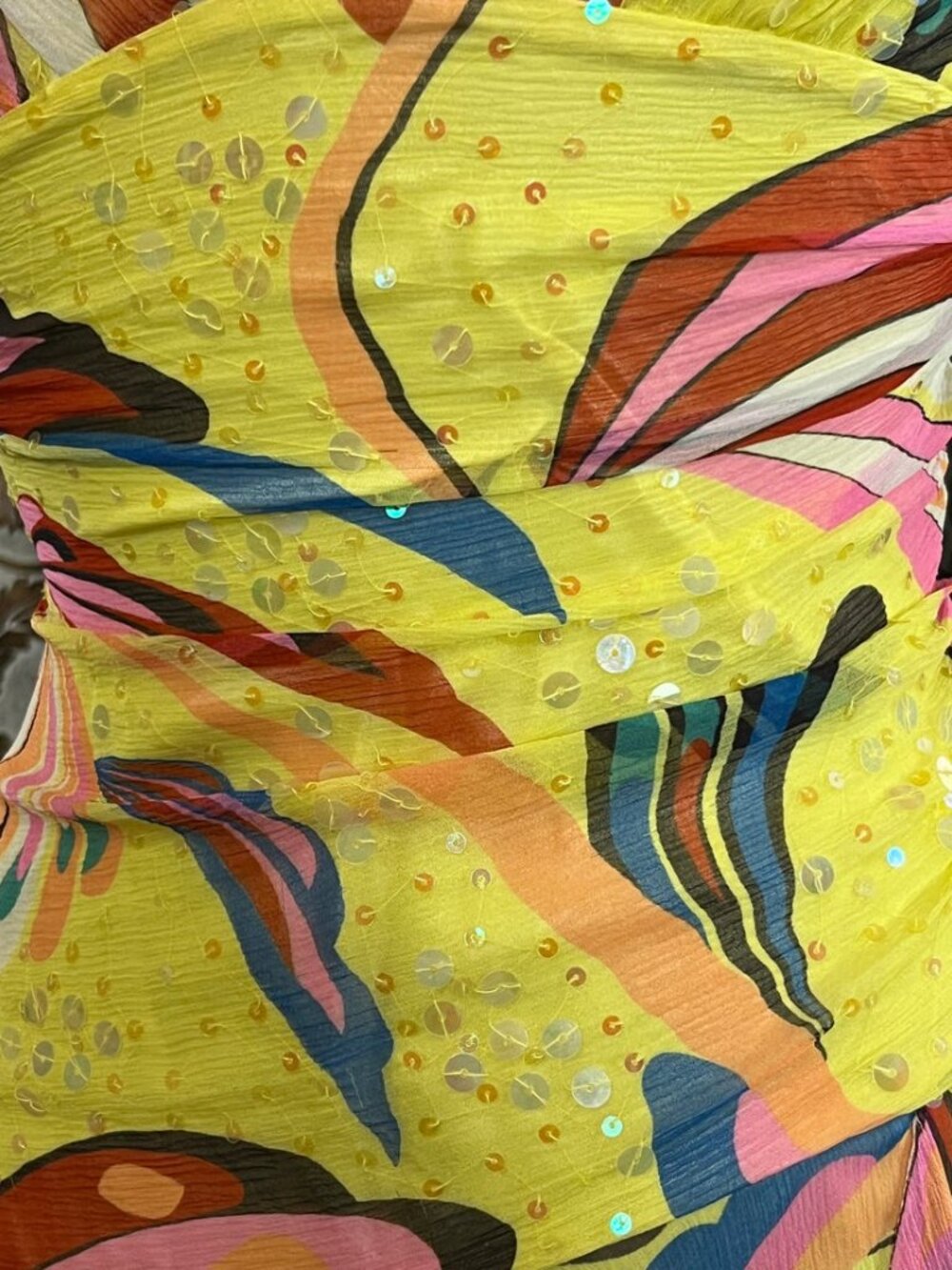 BCBG max Zaria yellow silk colorful floral dress - Picture 8 of 8